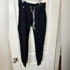 Figs Womens Black Scrub Joggers with Gray Drawstring sz XS